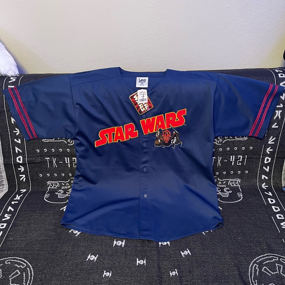 NWT Lee Sport Star Wars Episode 1 Phantom Menace Navy Blue Jersey